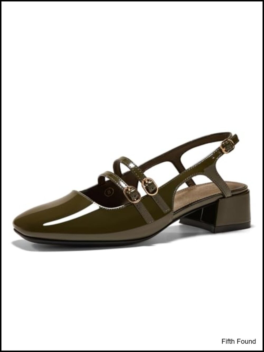 Women's Faux Leather Mary Jane Chunky Block Heel Slingback Pumps Square Toe